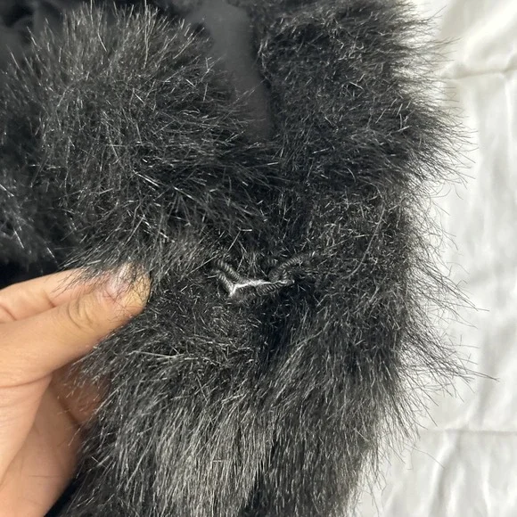 Betsey Johnson Penny Lane Coat Womens S Black Velvet Faux Fur Trim Y2K Glam - Picture 12 of 13